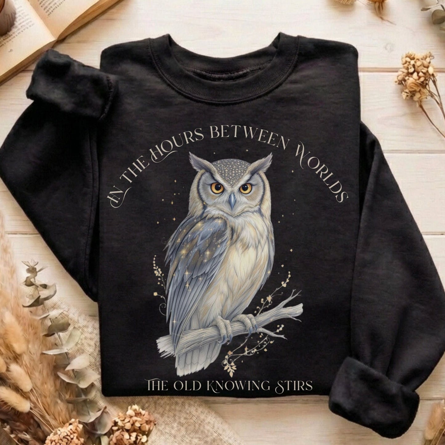 Sweatshirt Black / S The Old Knowing Stirs Mystical Owl Sweatshirt The Mystic Eden