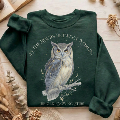 Sweatshirt Forest Green / S The Old Knowing Stirs Mystical Owl Sweatshirt The Mystic Eden