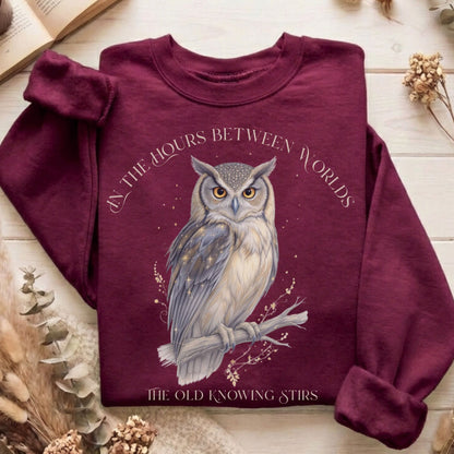 Sweatshirt Maroon / S The Old Knowing Stirs Mystical Owl Sweatshirt The Mystic Eden