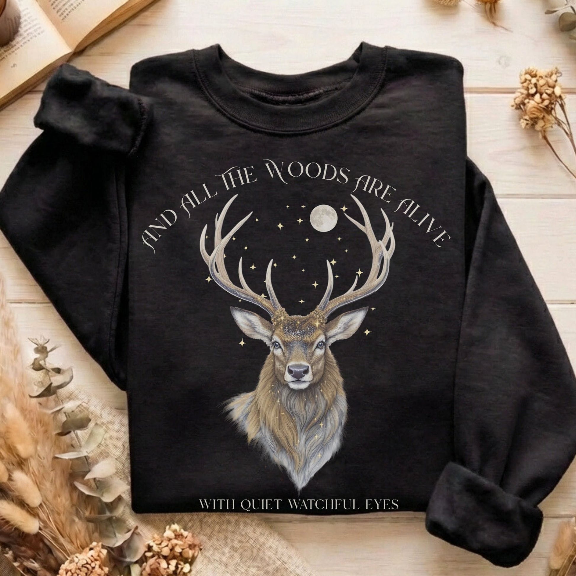 Sweatshirt Black / S All the Woods Are Alive With Watchful Eyes Sweatshirt The Mystic Eden