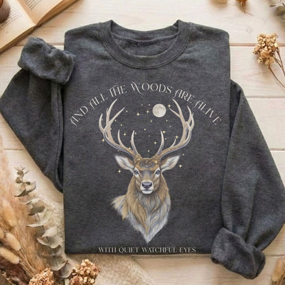 Sweatshirt Dark Heather / S All the Woods Are Alive With Watchful Eyes Sweatshirt The Mystic Eden