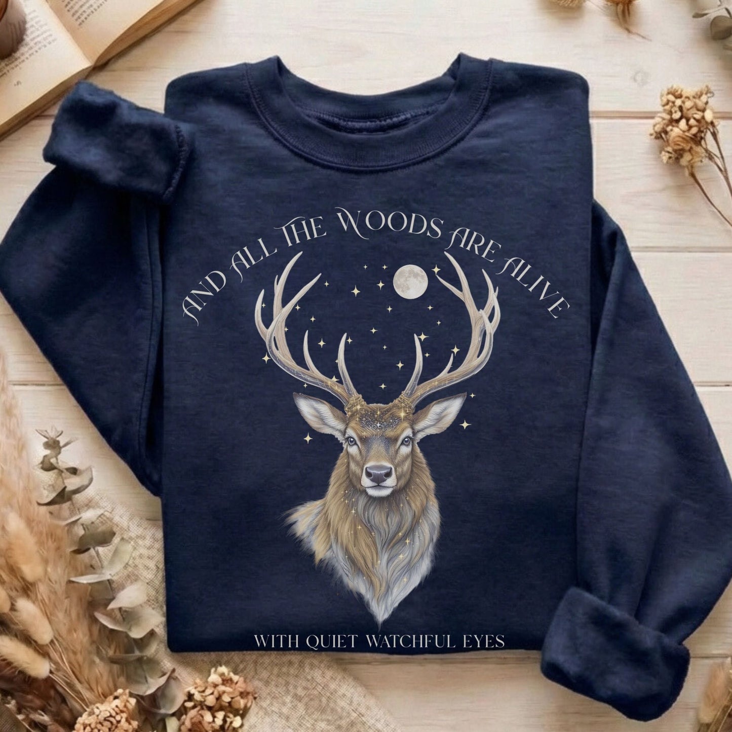 Sweatshirt Navy / S All the Woods Are Alive With Watchful Eyes Sweatshirt The Mystic Eden
