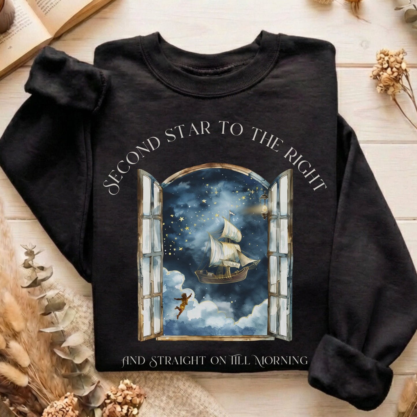 Sweatshirt Black / S Second Star to the Right Peter Pan Sweatshirt The Mystic Eden