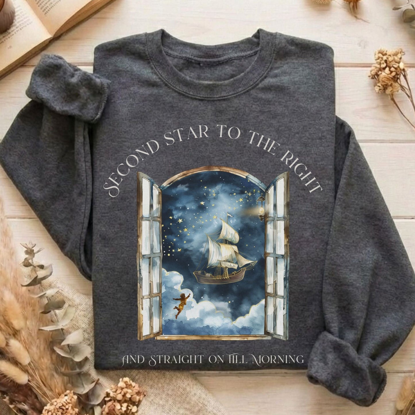 Sweatshirt Dark Heather / S Second Star to the Right Peter Pan Sweatshirt The Mystic Eden