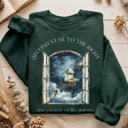 Sweatshirt Forest Green / S Second Star to the Right Peter Pan Sweatshirt The Mystic Eden