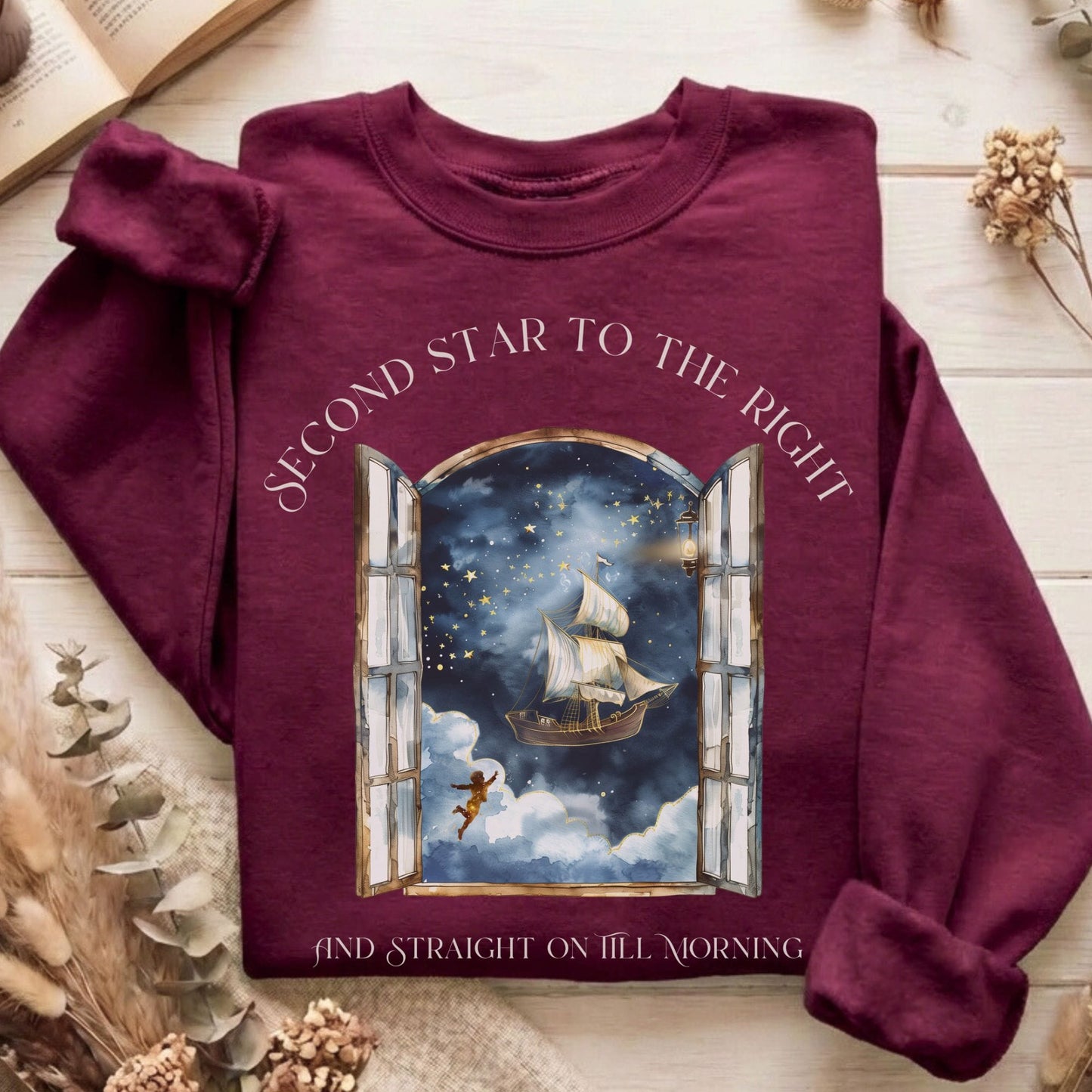 Sweatshirt Maroon / S Second Star to the Right Peter Pan Sweatshirt The Mystic Eden
