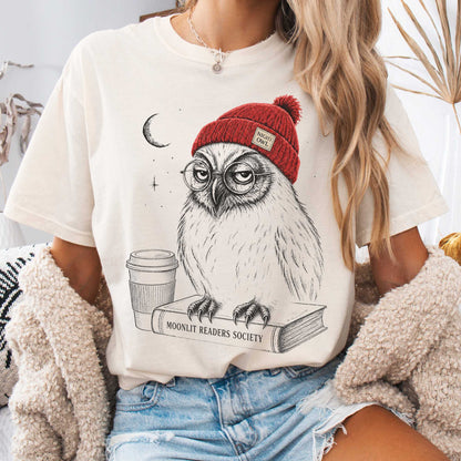 T-Shirt Ivory / S Moonlit Readers Society Night Owl T-Shirt The Mystic Eden