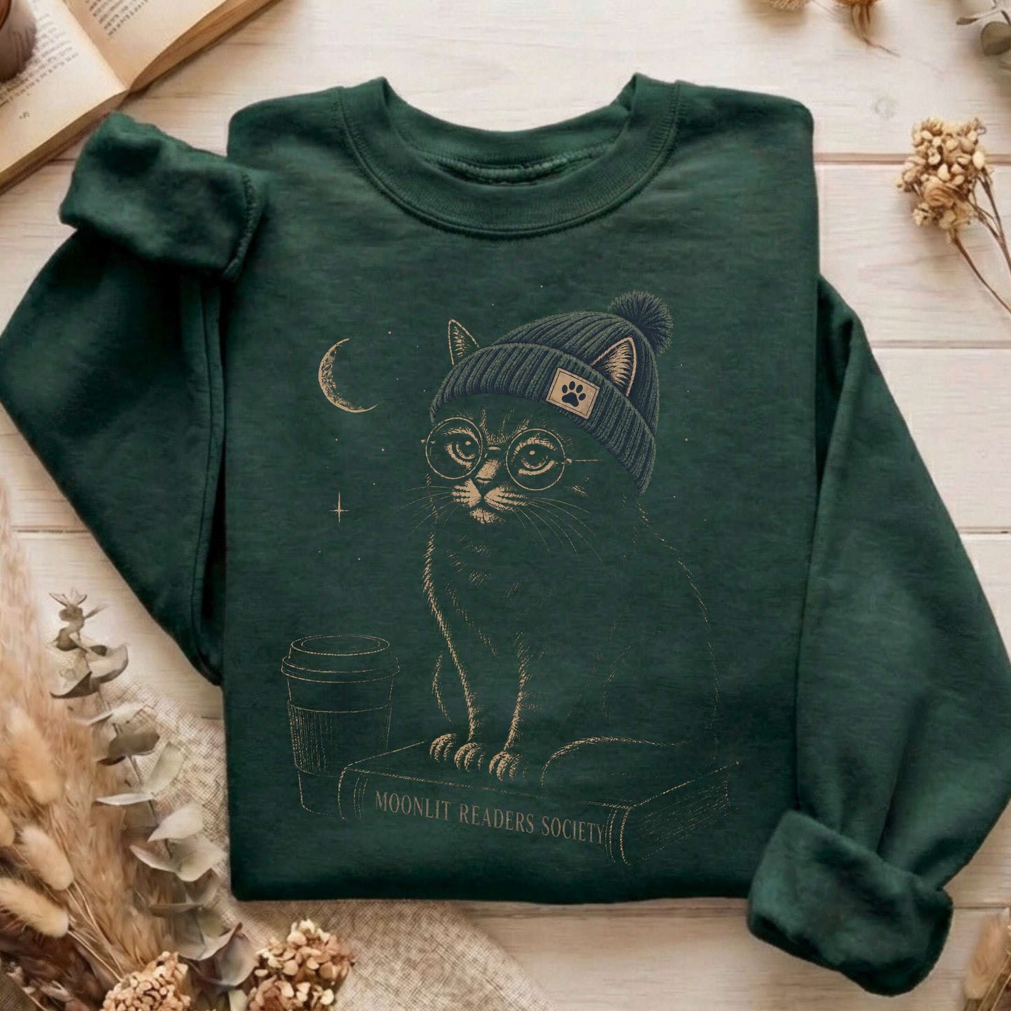 Moonlit Readers Society Cat Sweatshirt