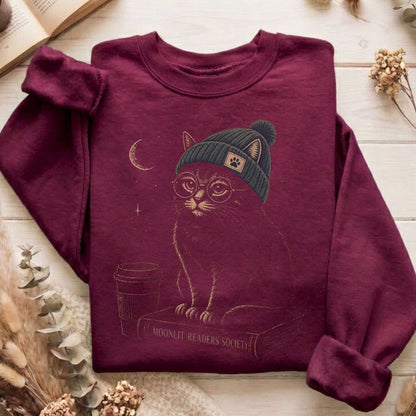 Moonlit Readers Society Cat Sweatshirt