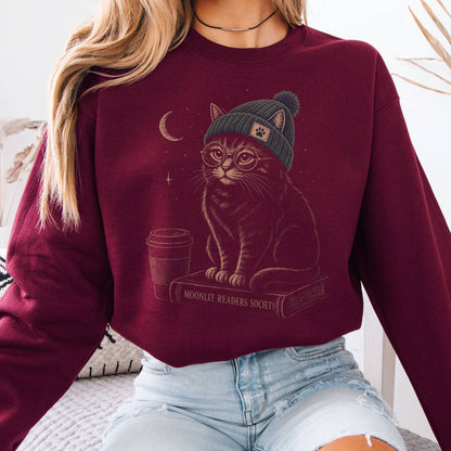 Moonlit Readers Society Cat Sweatshirt