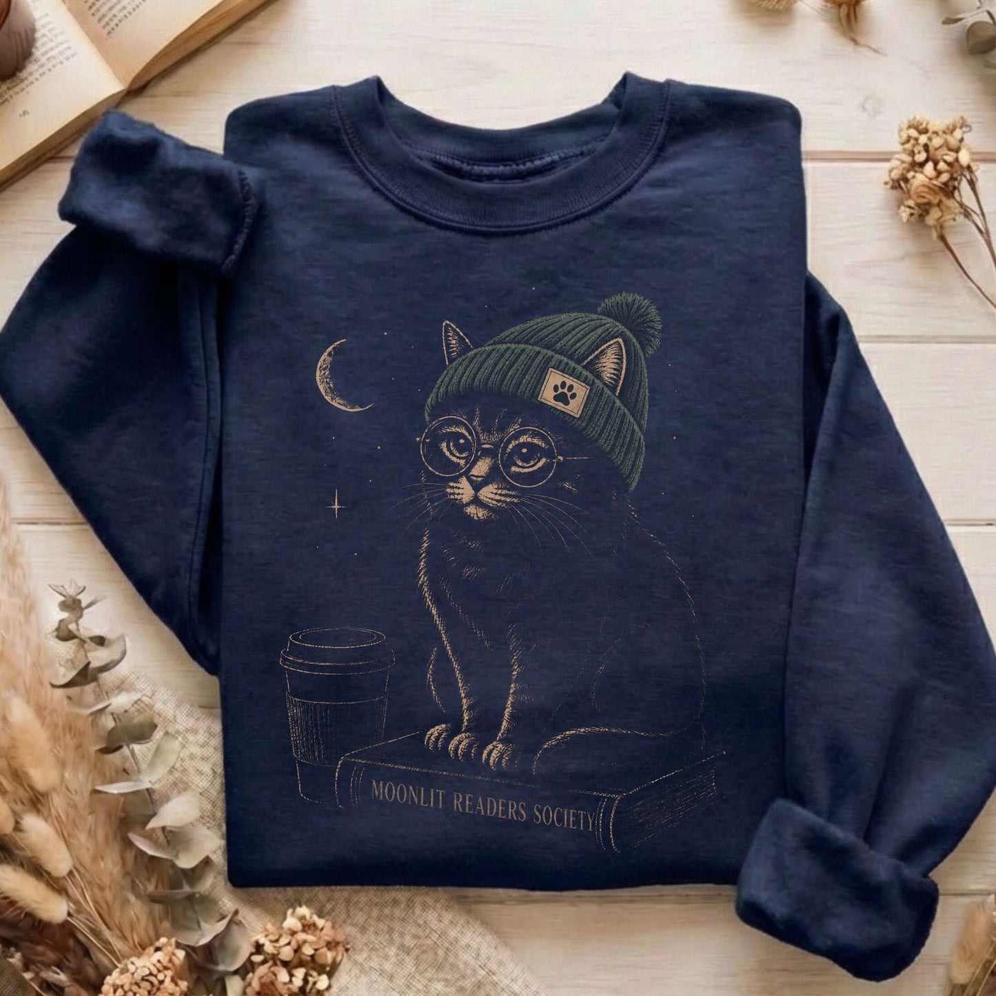 Moonlit Readers Society Cat Sweatshirt