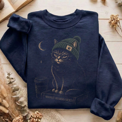 Moonlit Readers Society Cat Sweatshirt
