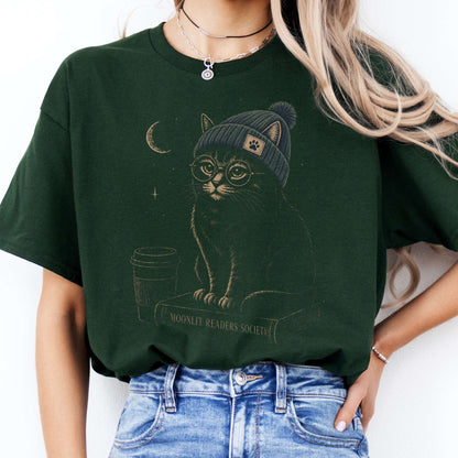 Moonlit Readers Society Cat T-Shirt