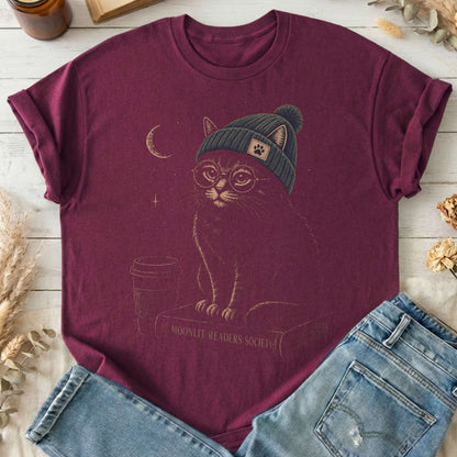 Moonlit Readers Society Cat T-Shirt