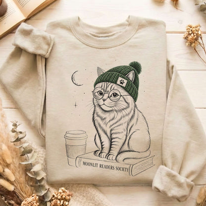 Moonlit Readers Society Cat Sweatshirt