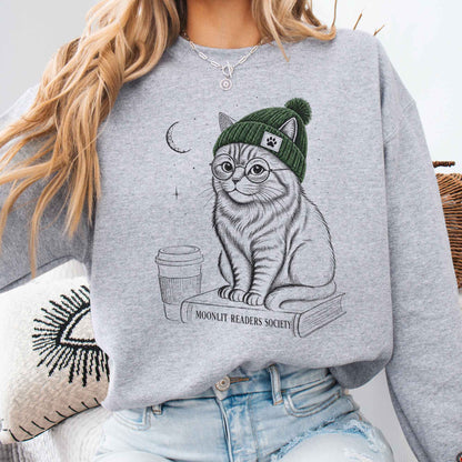 Moonlit Readers Society Cat Sweatshirt
