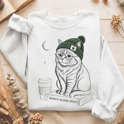 Moonlit Readers Society Cat Sweatshirt
