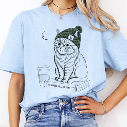 Moonlit Readers Society Cat T-Shirt