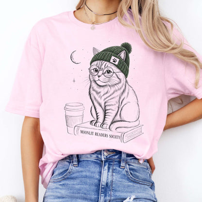 Moonlit Readers Society Cat T-Shirt