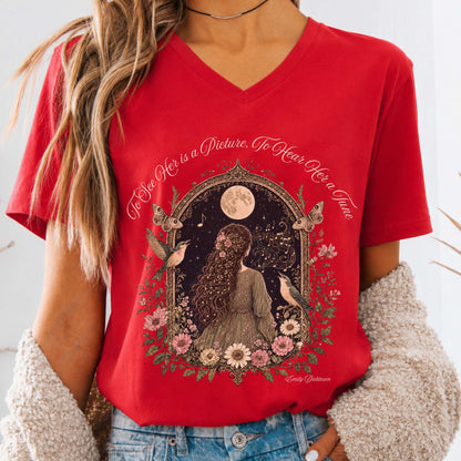 To See Her Is a Picture, To Hear Her a Tune Dickinson V-Neck