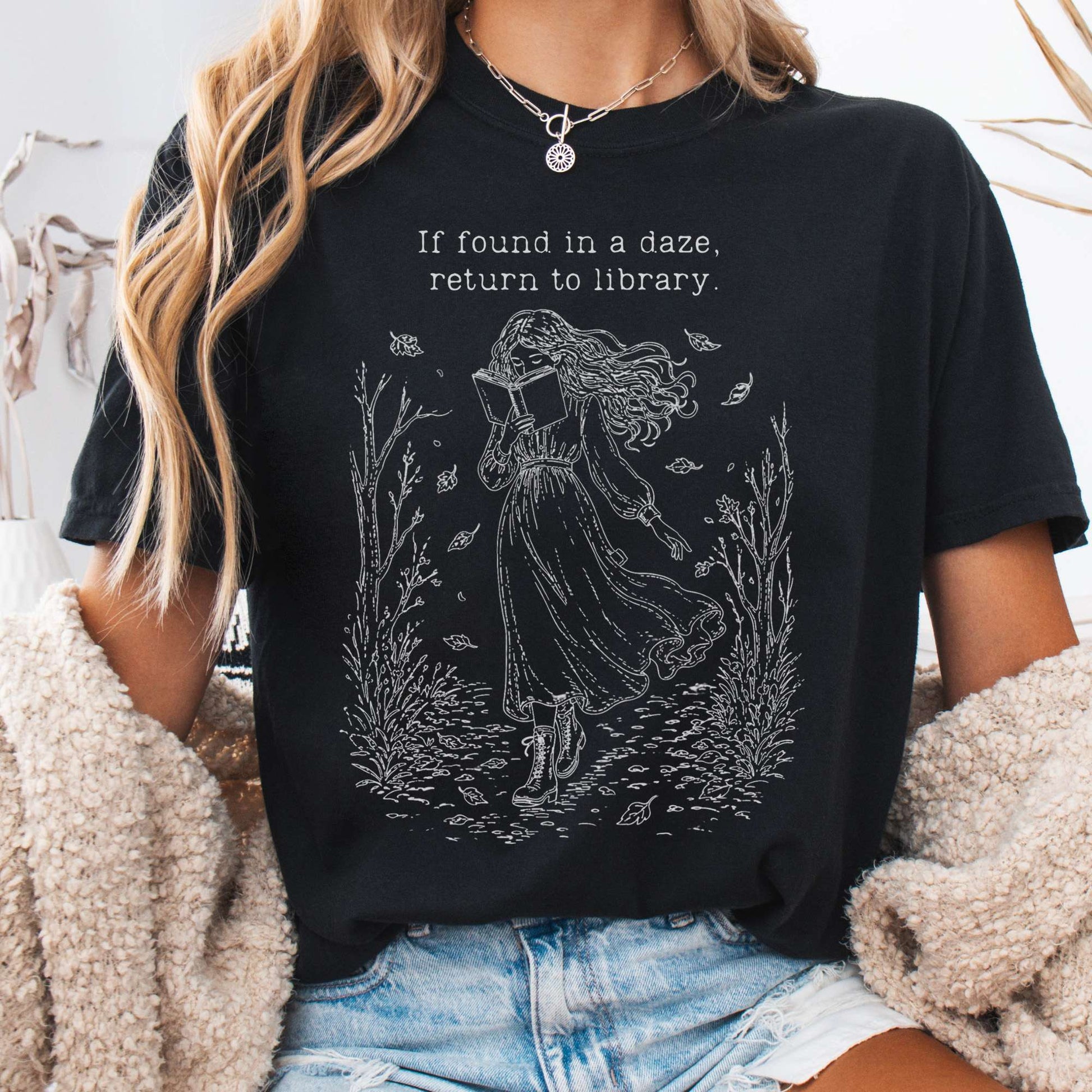 T-Shirt Black / S If Found in a Daze, Return to Library T-Shirt The Mystic Eden