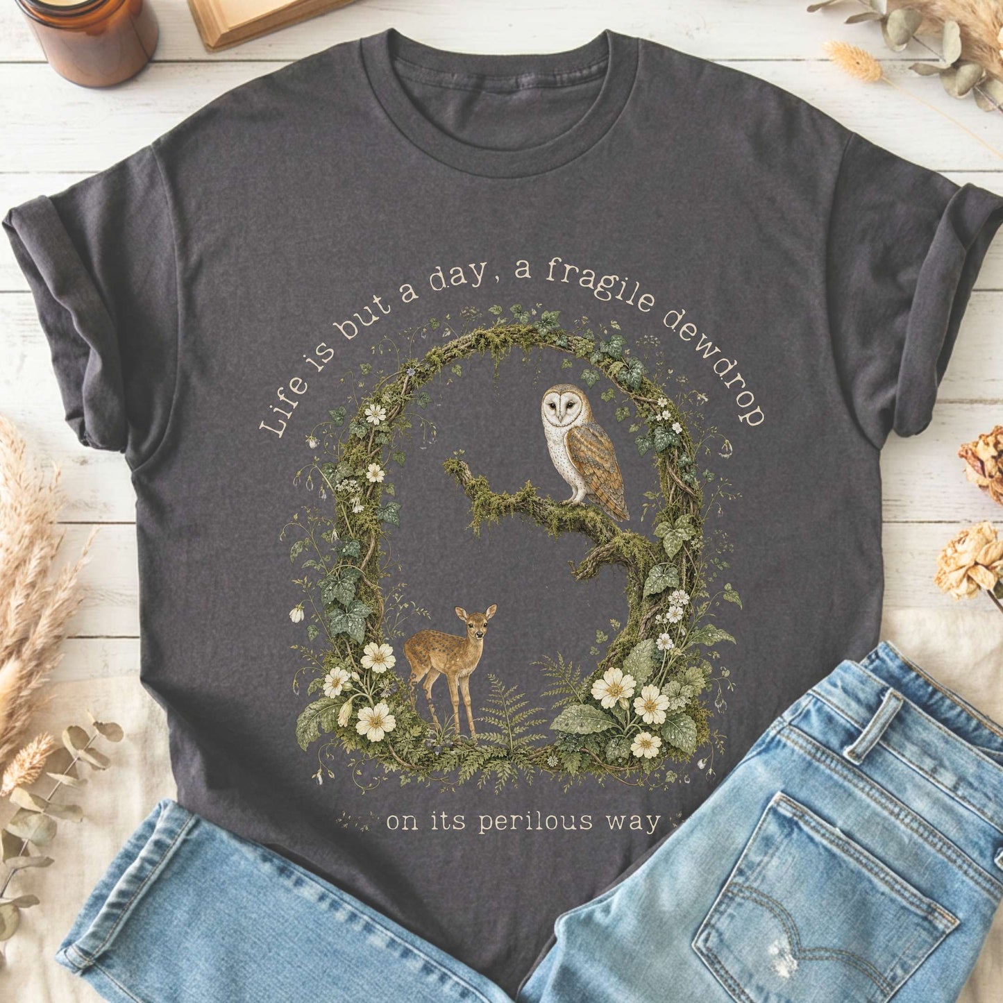 Life Is But a Day, a Fragile Dewdrop John Keats T-Shirt