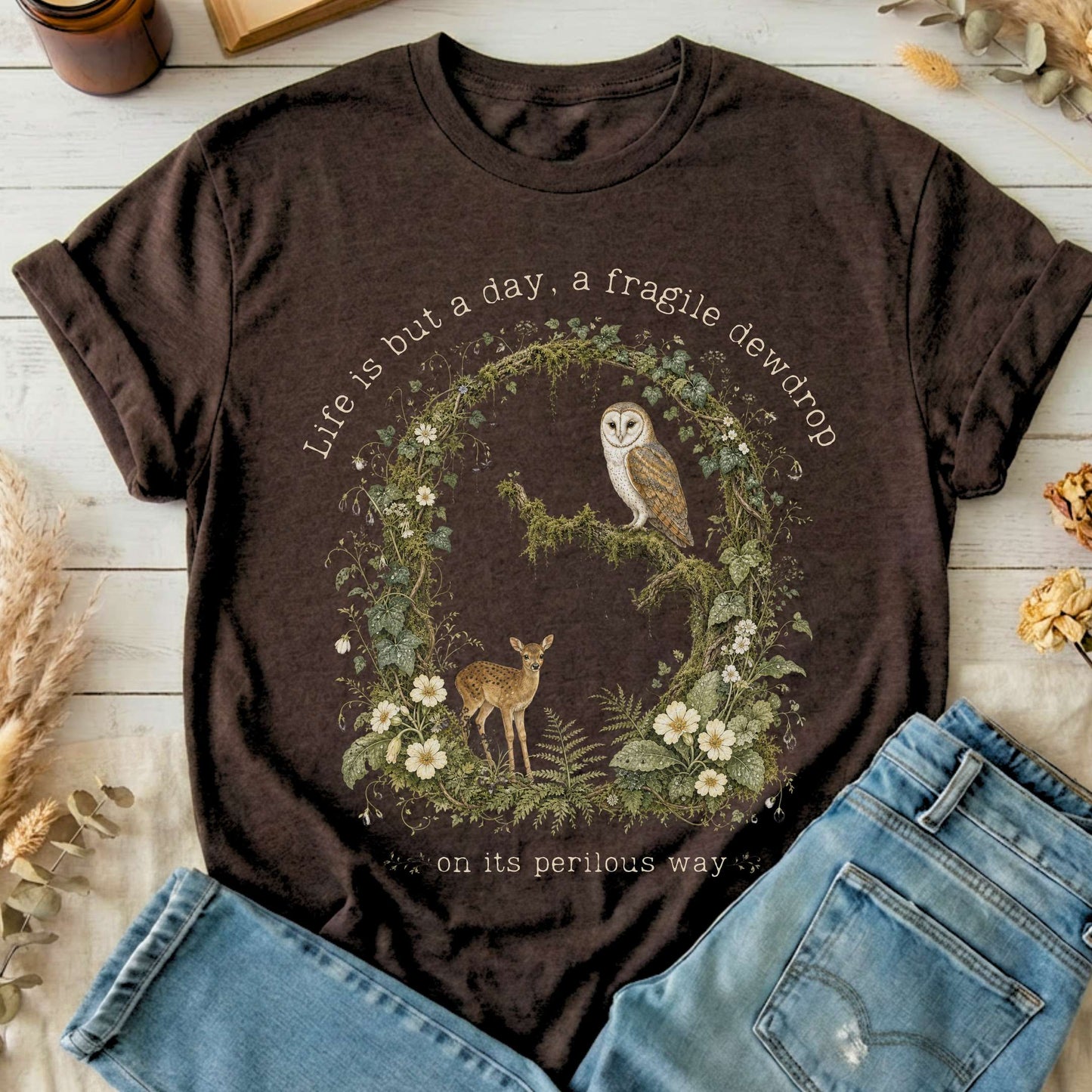 Life Is But a Day, a Fragile Dewdrop John Keats T-Shirt