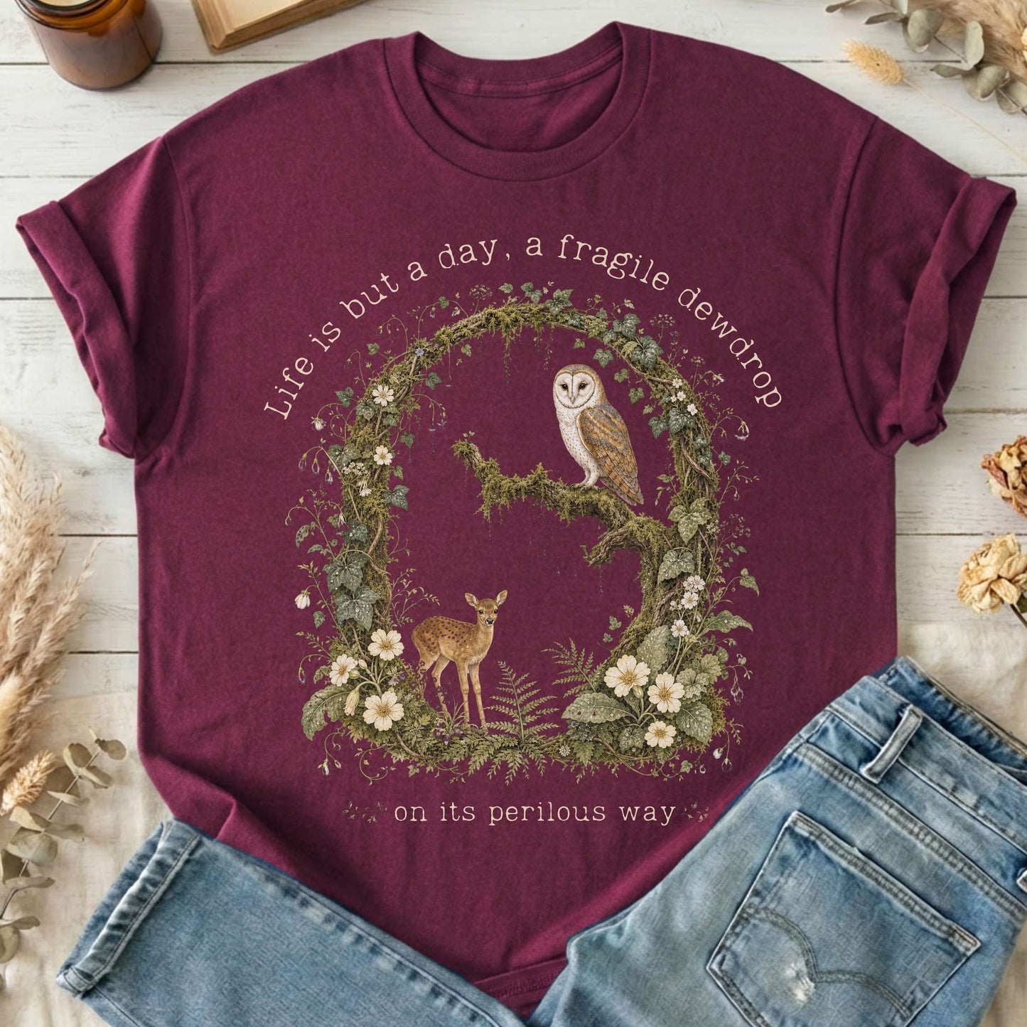 Life Is But a Day, a Fragile Dewdrop John Keats T-Shirt