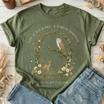Life Is But a Day, a Fragile Dewdrop John Keats T-Shirt