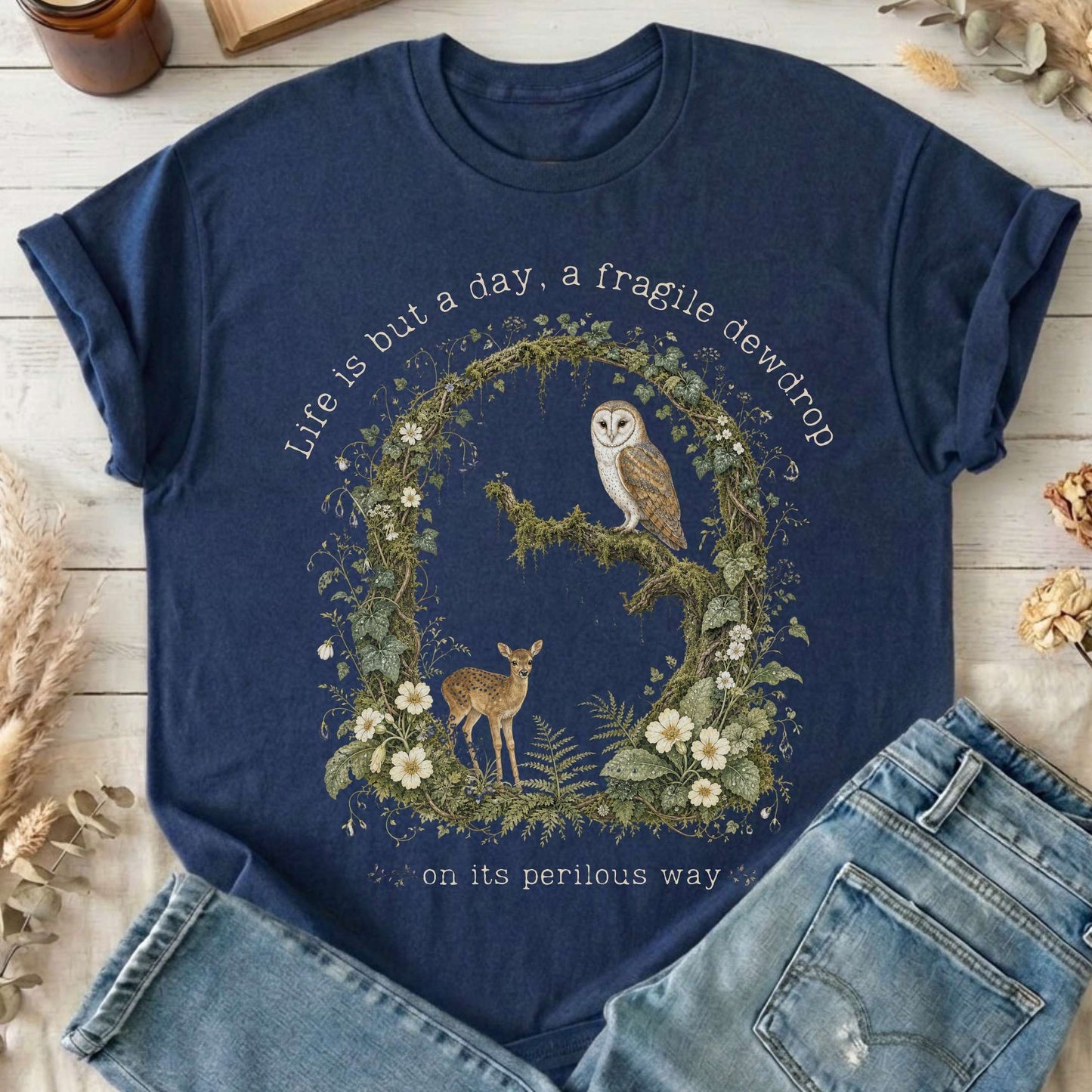 Life Is But a Day, a Fragile Dewdrop John Keats T-Shirt