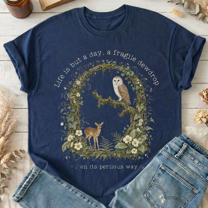 Life Is But a Day, a Fragile Dewdrop John Keats T-Shirt