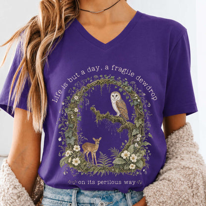 Life Is But a Day, a Fragile Dewdrop John Keats V-Neck
