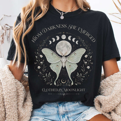T-Shirt Black / S From Darkness She Emerged Clothed in Moonlight T-Shirt The Mystic Eden