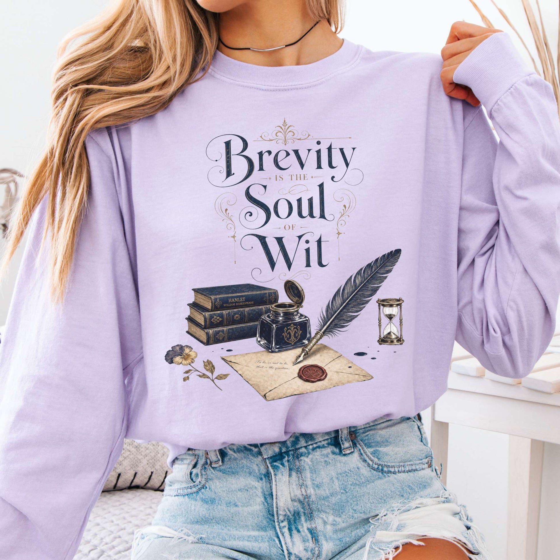 Long-sleeve Orchid / S Brevity Is the Soul of Wit Shakespeare Literary Long Sleeve The Mystic Eden