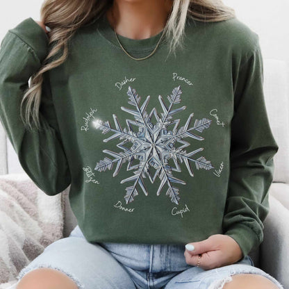 Snowflake Santa's Reindeer Long Sleeved Shirt