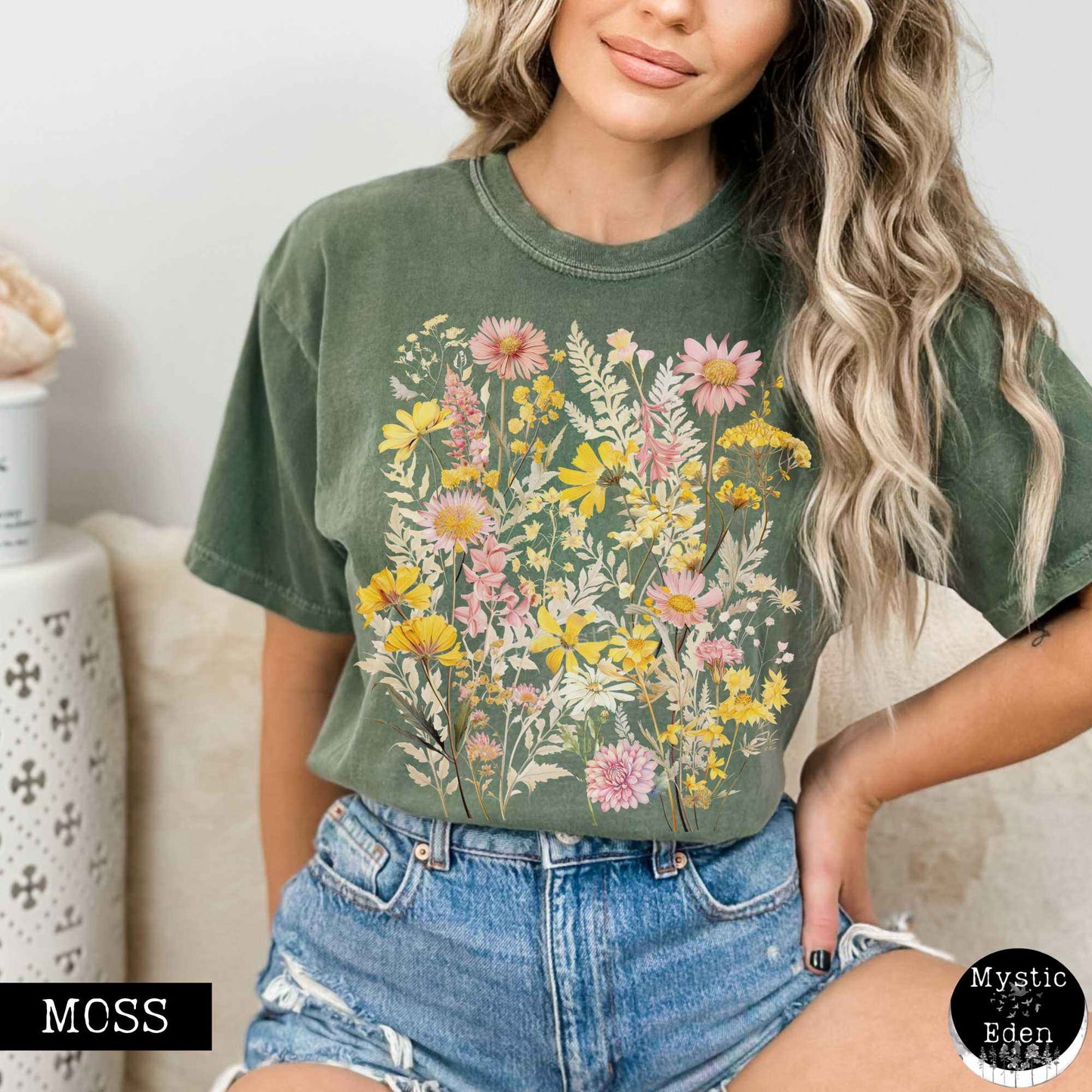 Vintage spring floral wildflowers shirt