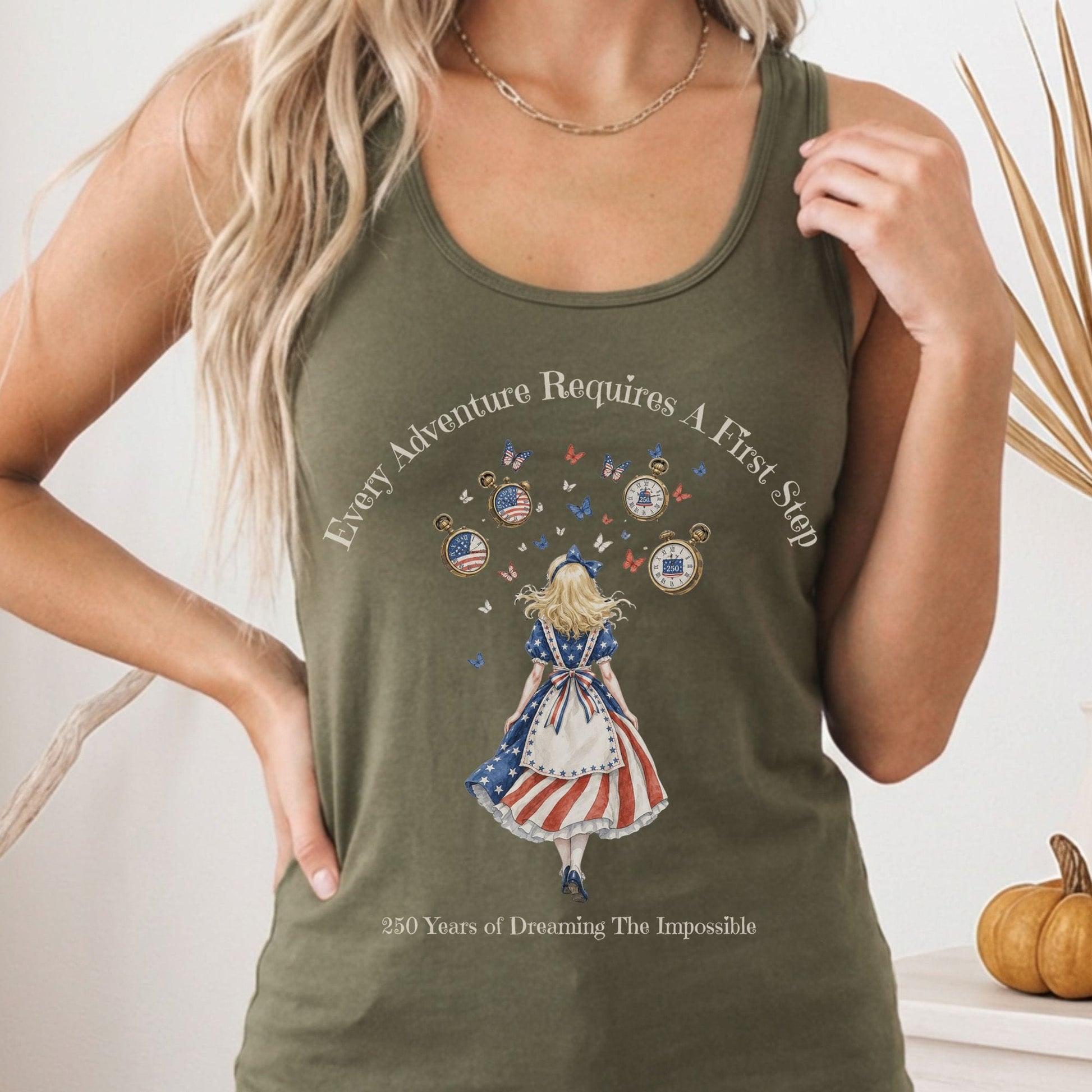 Tank Top Solid Military Green / XS 250 Years of Dreaming the Impossible American Alice Women's Lightweight Tank Top The Mystic Eden