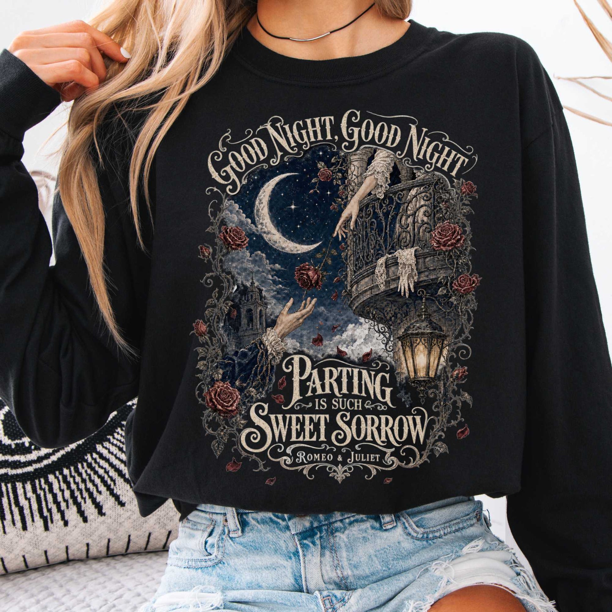 Long-sleeve Black / S Parting Is Such Sweet Sorrow Romeo and Juliet Shakespeare Long Sleeve The Mystic Eden