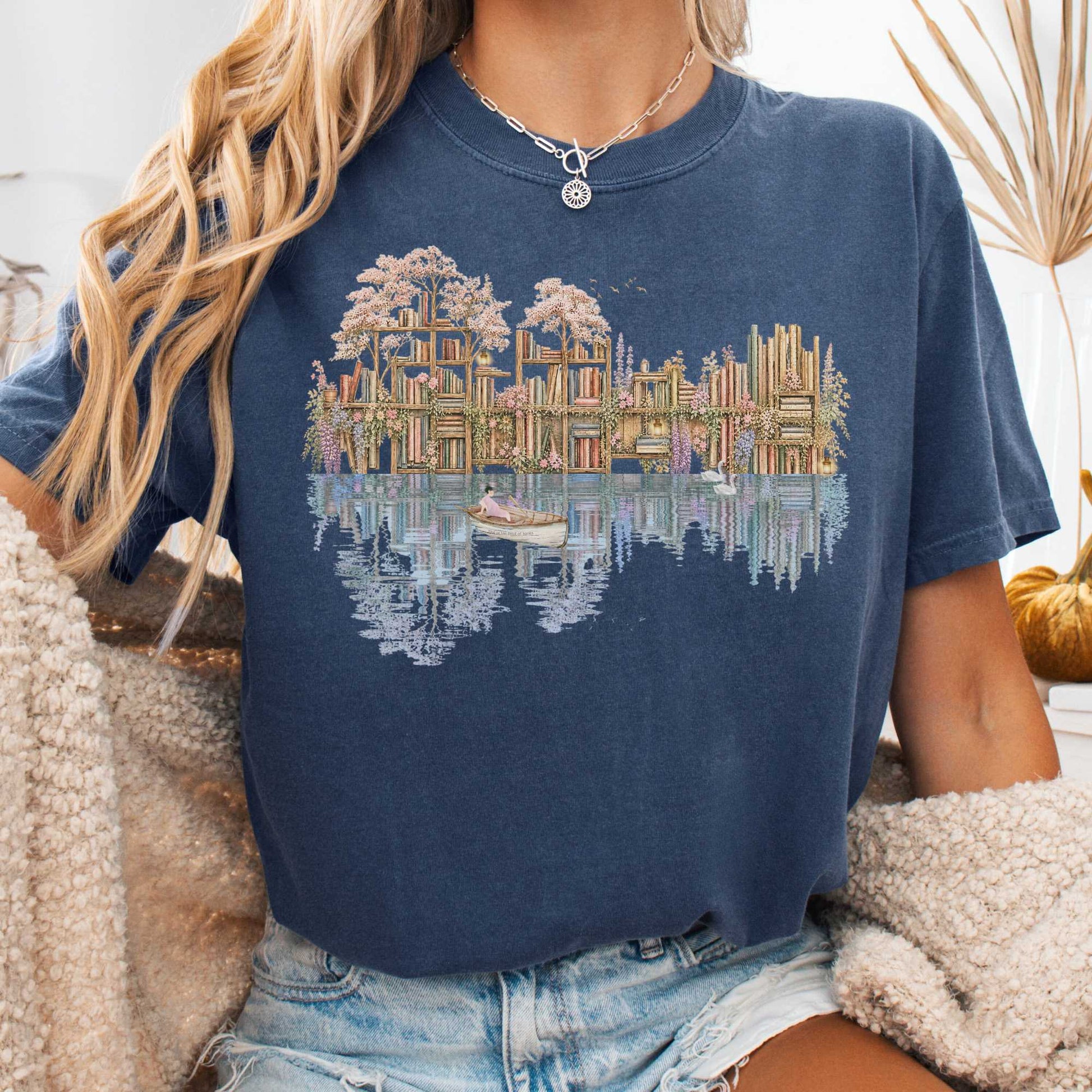 T-Shirt Denim / S The Floating Library T-Shirt The Mystic Eden