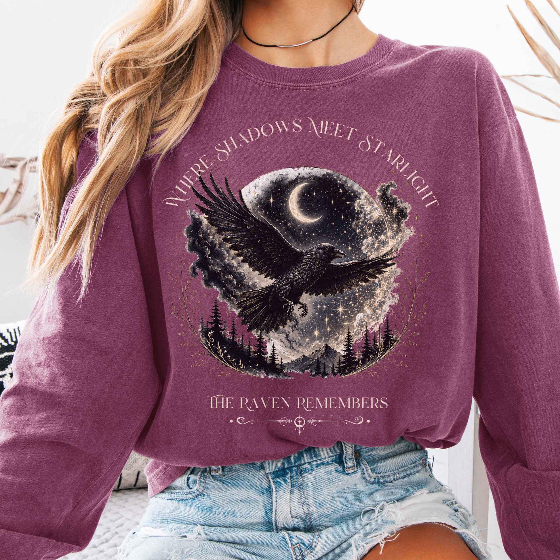 Long-sleeve Berry / S Where Shadows Meet Starlight Raven Long Sleeve The Mystic Eden