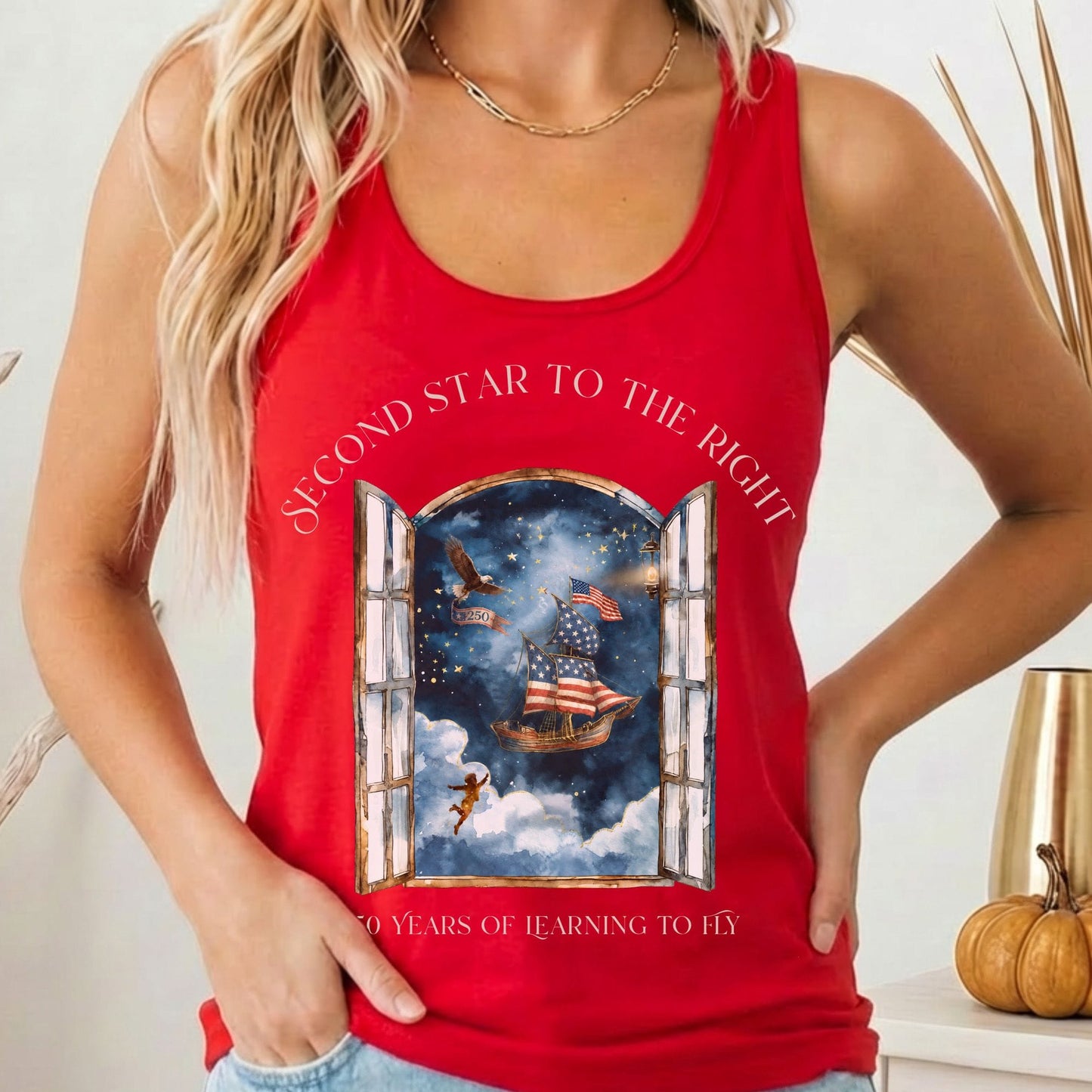 Tank Top Solid Red / XS Second Star to the Right America 250 Commemorative Women's Lightweight Tank Top The Mystic Eden