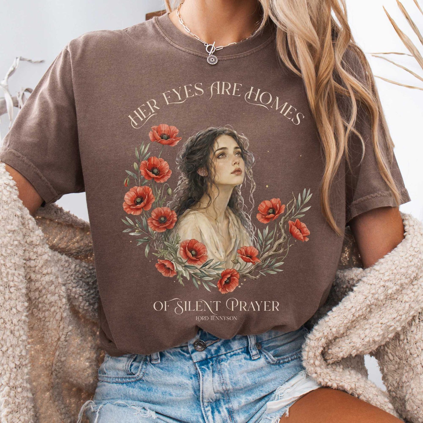 T-Shirt Espresso / S Her Eyes Are Homes of Silent Prayer Lord Tennyson T-Shirt The Mystic Eden
