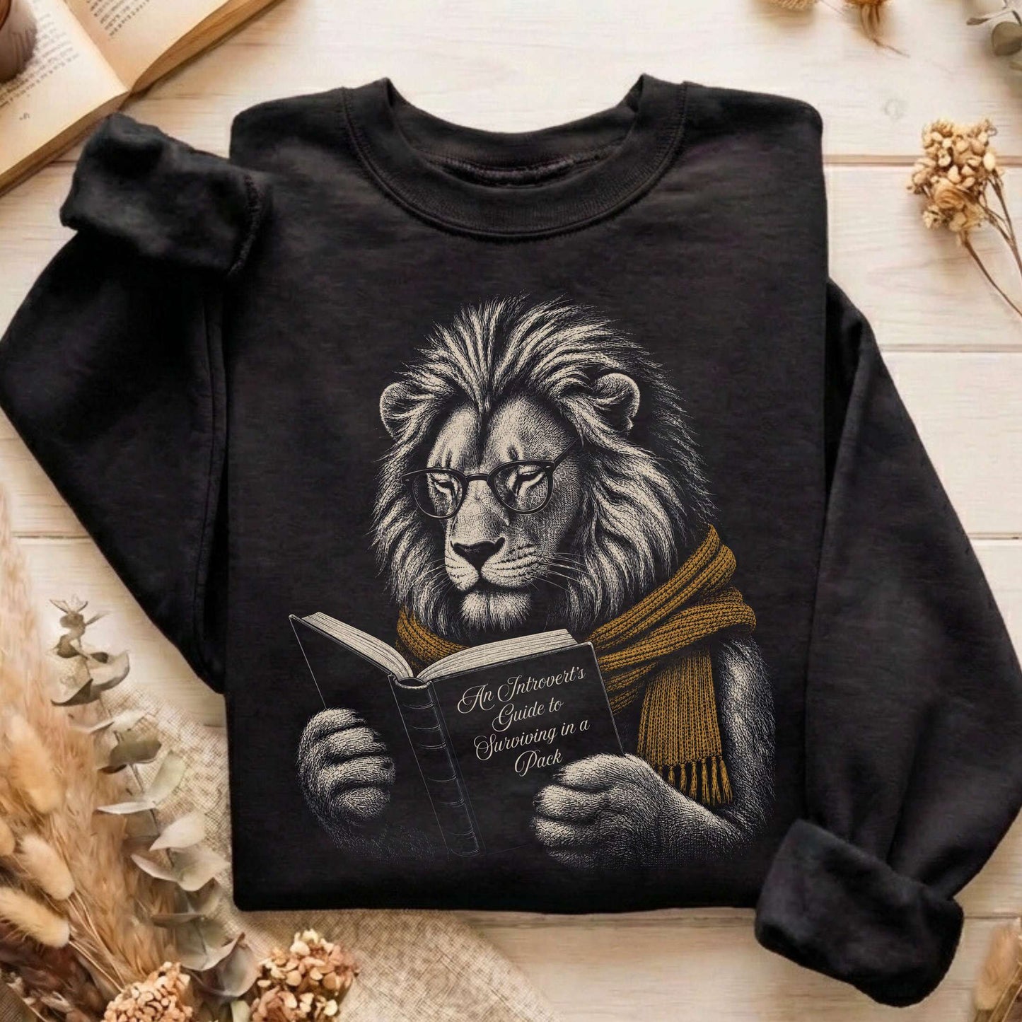 Introvert's Guide to Surviving in a Pack Lion Reader Sweatshirt