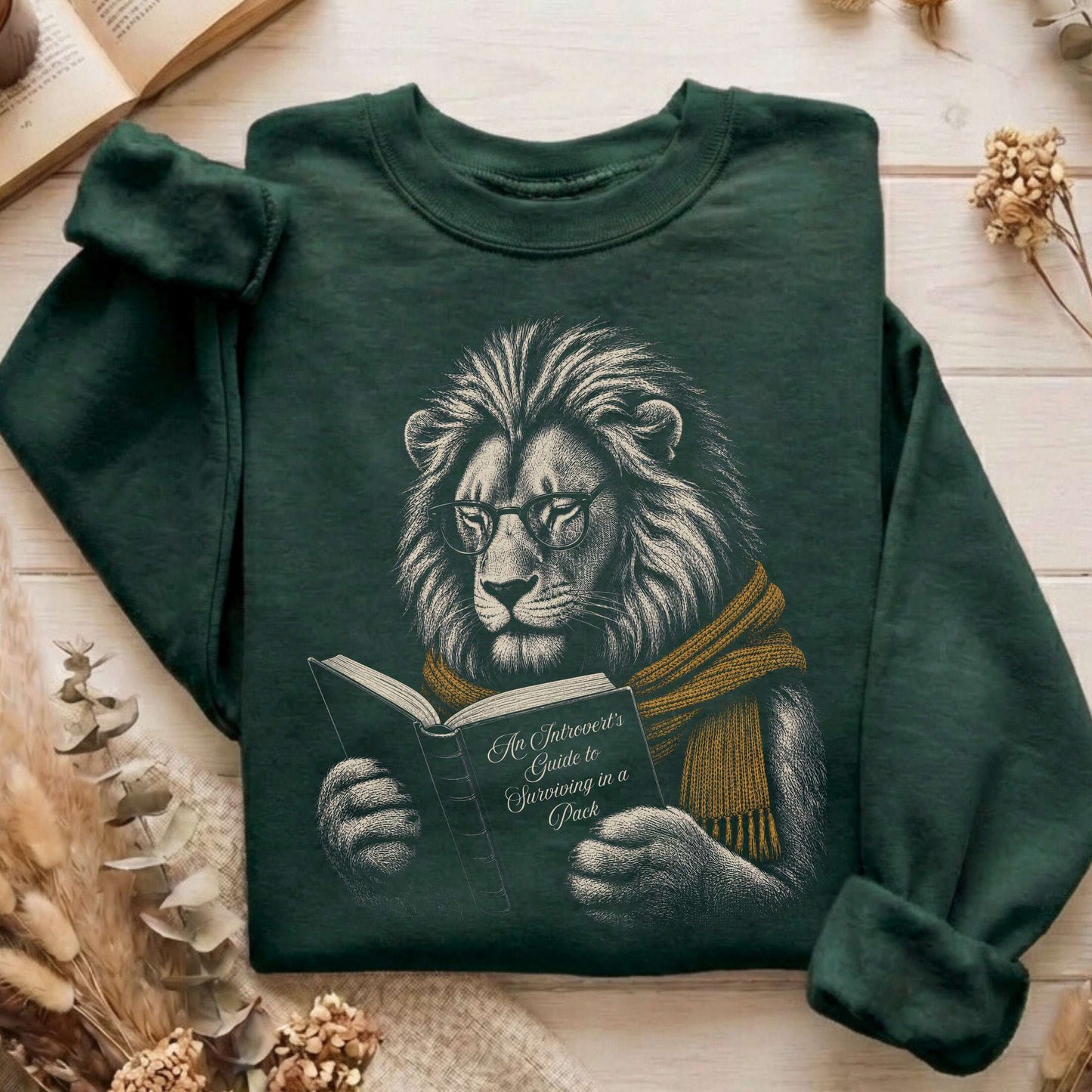 Introvert's Guide to Surviving in a Pack Lion Reader Sweatshirt