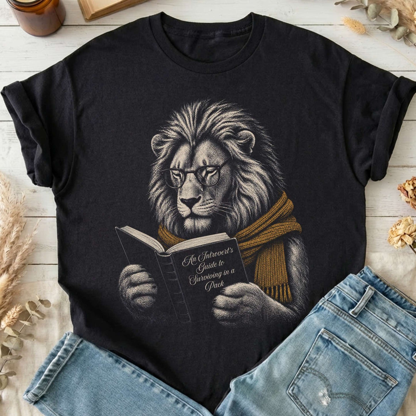 Introvert's Guide to Surviving in a Pack Lion Reader T-Shirt
