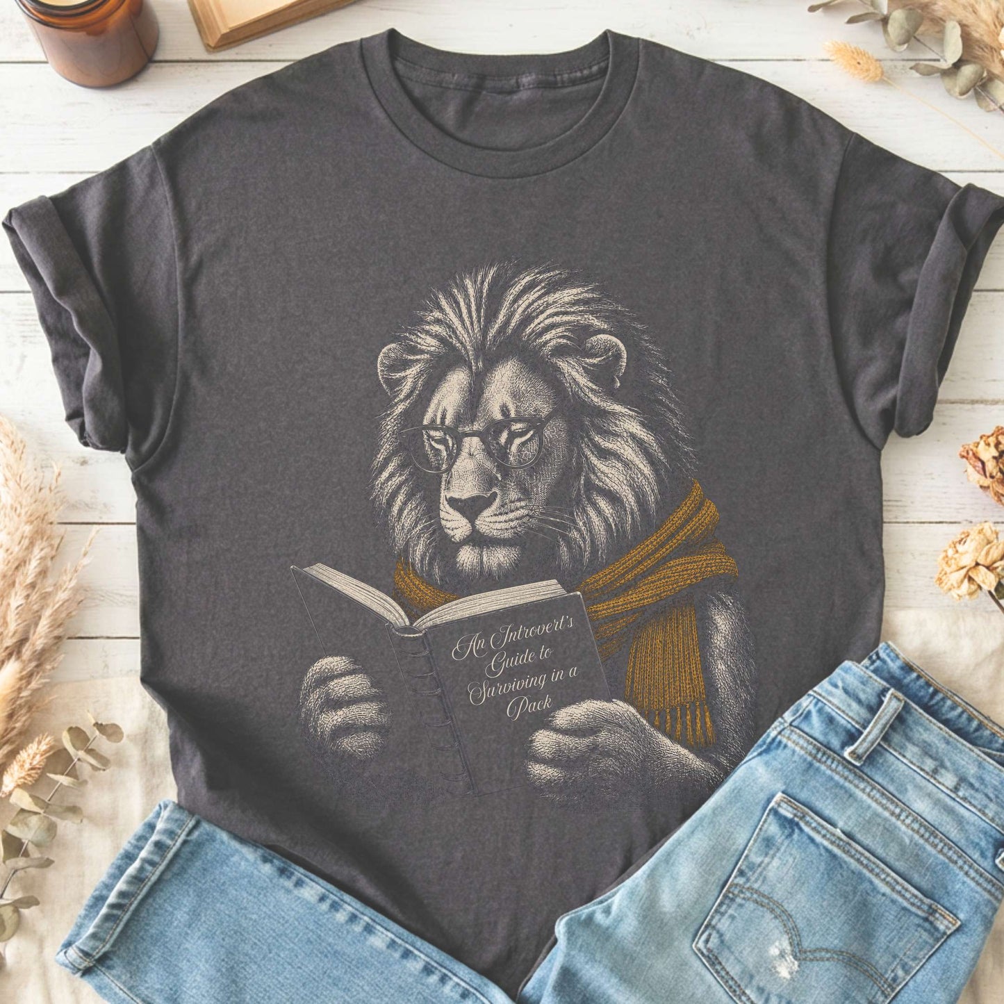 Introvert's Guide to Surviving in a Pack Lion Reader T-Shirt