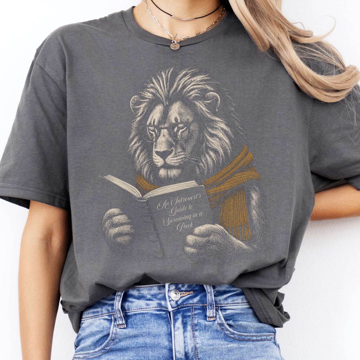 Introvert's Guide to Surviving in a Pack Lion Reader T-Shirt