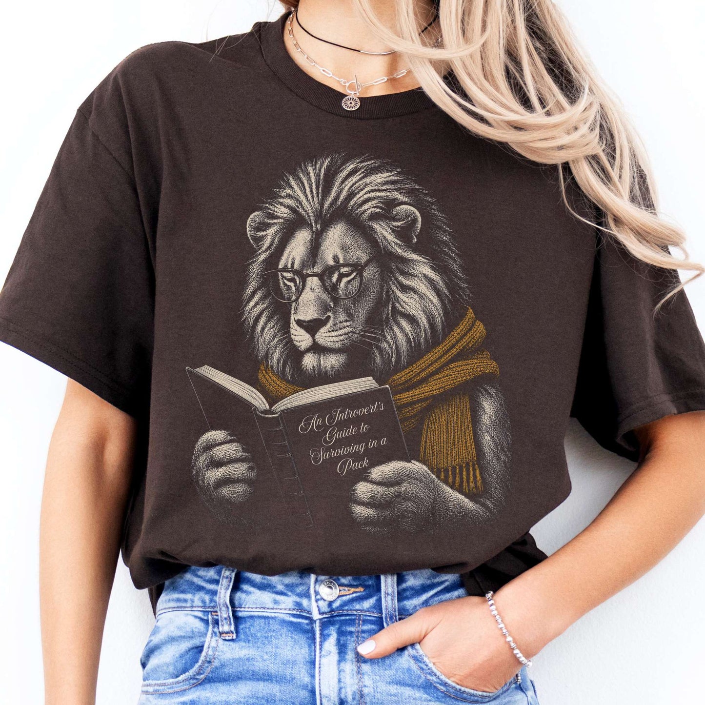 Introvert's Guide to Surviving in a Pack Lion Reader T-Shirt