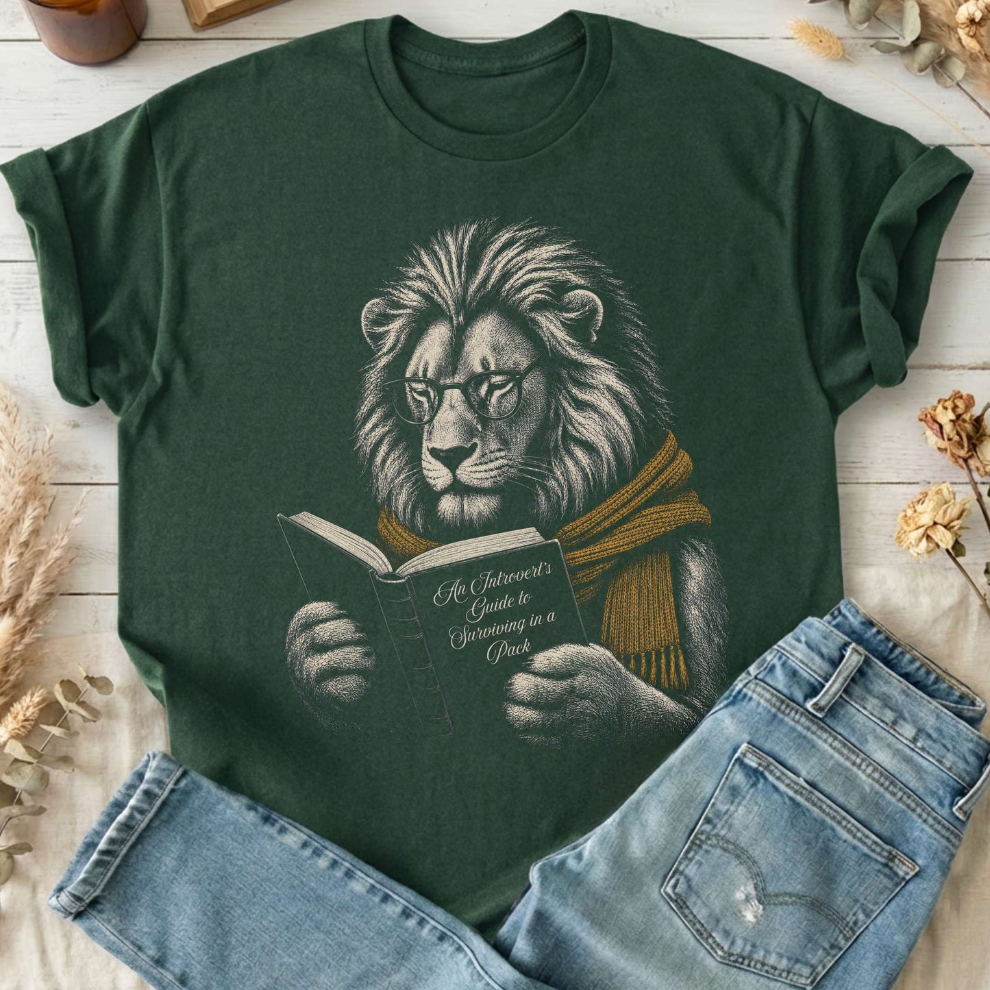 Introvert's Guide to Surviving in a Pack Lion Reader T-Shirt