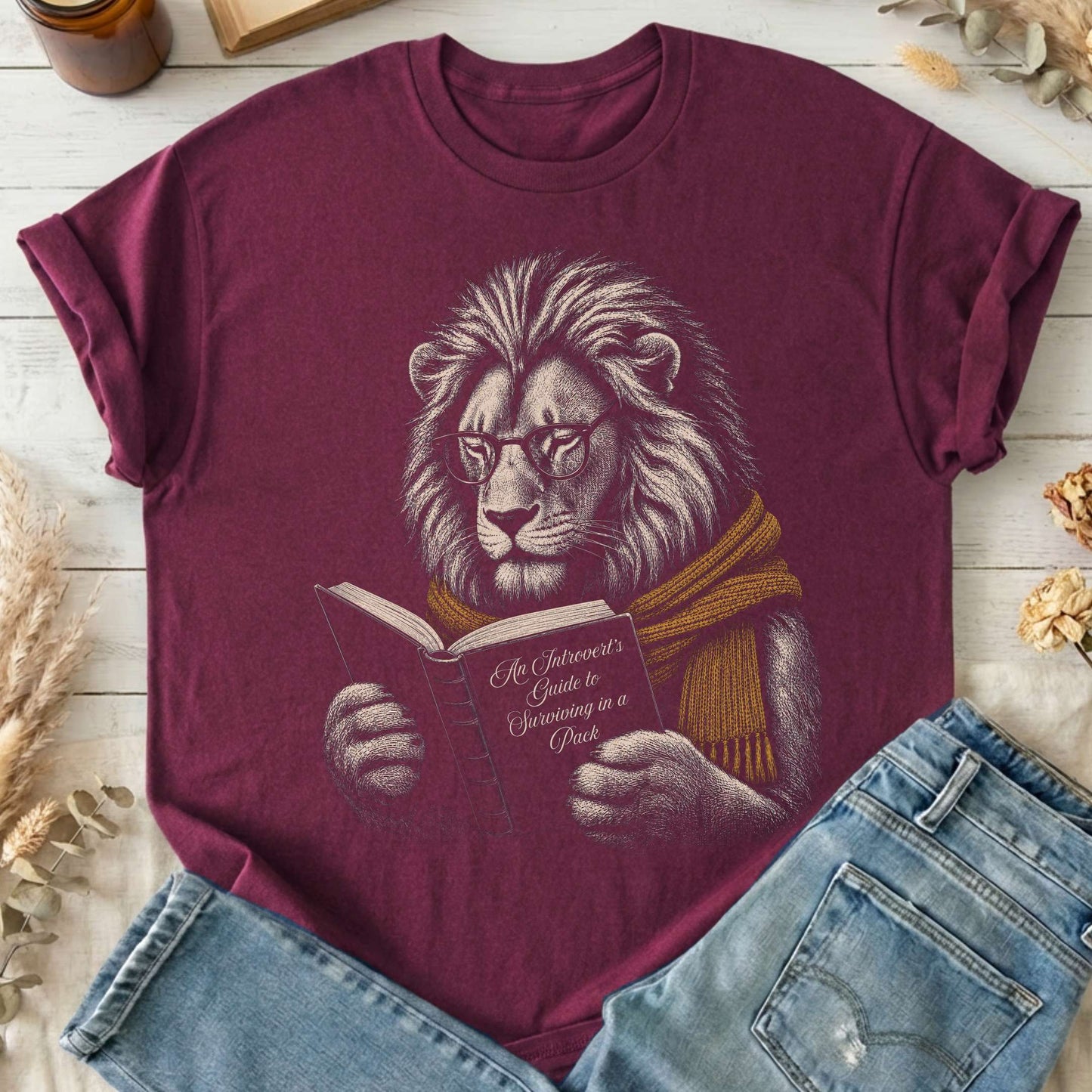 Introvert's Guide to Surviving in a Pack Lion Reader T-Shirt